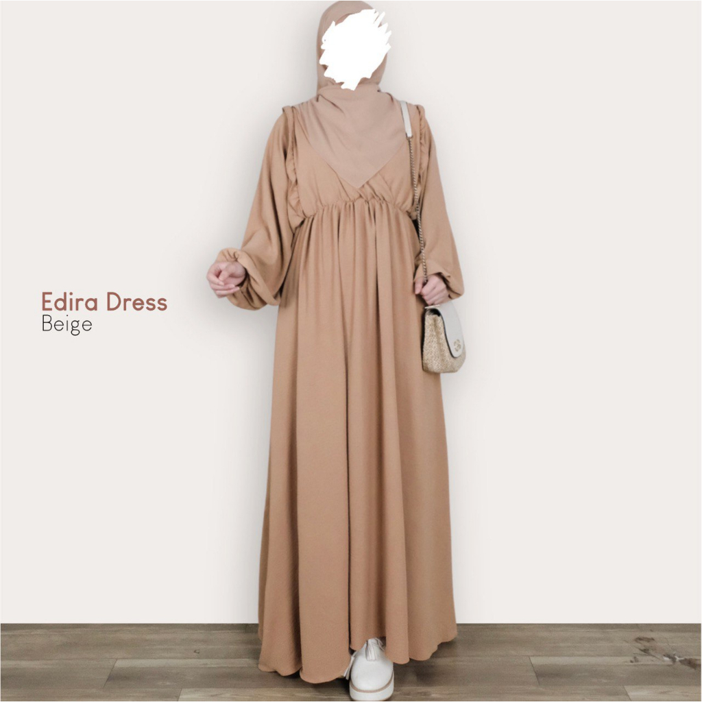 Mininos Edira Dress Gamis Crinkle Syari Remaja Muslimah Jumbo Oversize