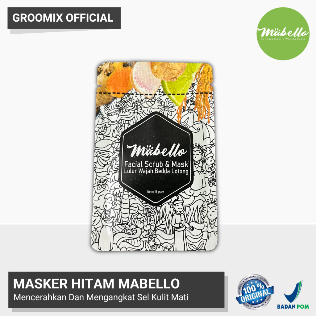 Masker Hitam Mabello Beda Lotong Original masker Wajah Pria Penghilang Komedo Dan Beruntusan Wajah Pencerah Muka Kusam M6