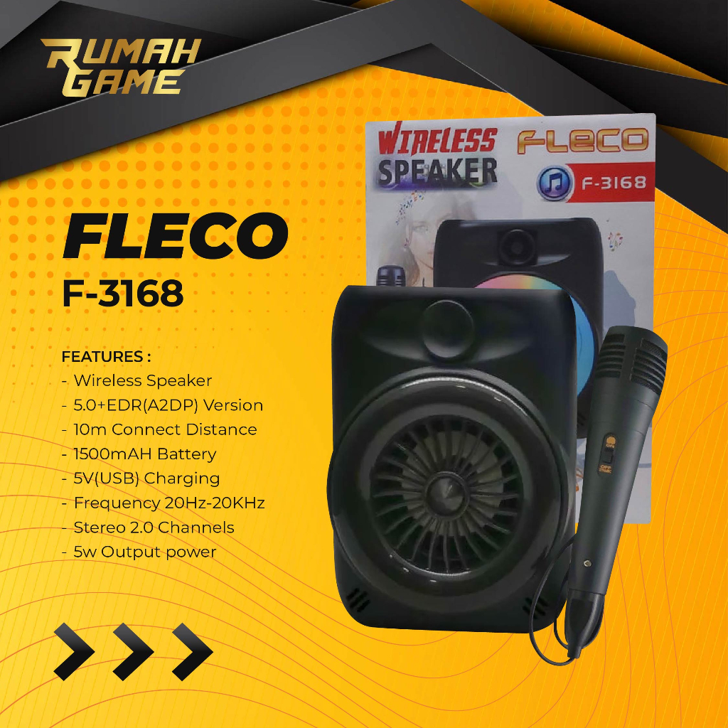 Speaker Bluetooth Portable musik Box Fleco F-3168 Mp3 led