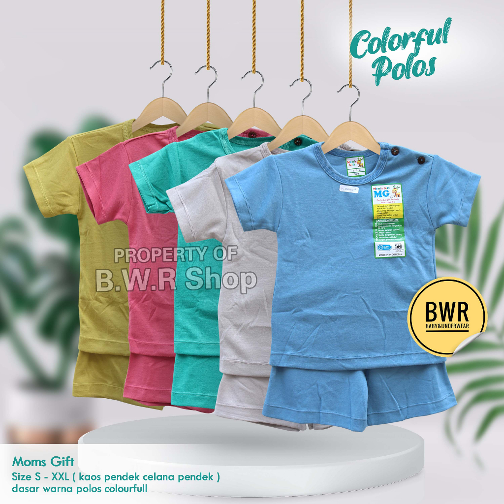 Setelan Moms Gift PENDEK POLOS Celestial Colorful / Colorwood Piyama Anak Unisex Kancing  Warna Polos | Bwr