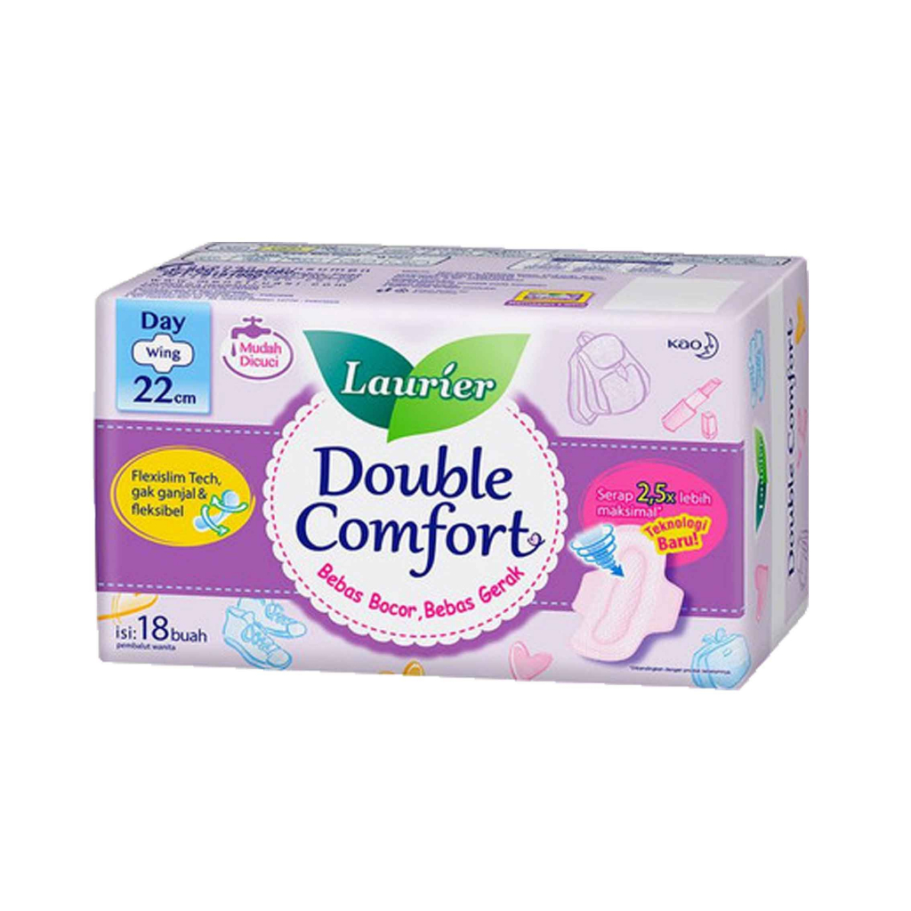 Laurier Double Comfort / Pembalut laurier / Day Wing 22cm /Isi 18 buah