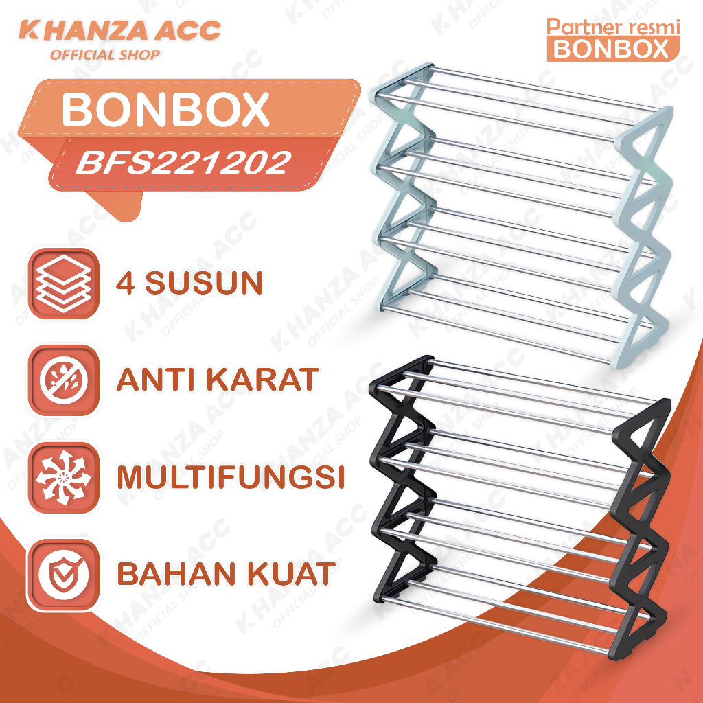 KHANZAACC BONBOX BFS221202 Rak Sepatu Sendal 4 Susun Serbaguna