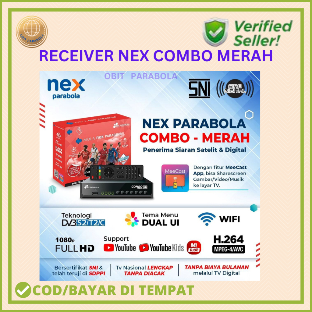 NEX RECEIVER NEX PARABOLA COMBO MERAH
