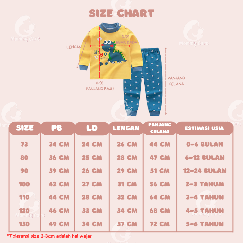 MOMMYCARE BAJU TIDUR ANAK SETELAN PIYAMA BAYI SET LENGAN PANJANG BAHAN LEMBUT PIYAMA #B183-#B189