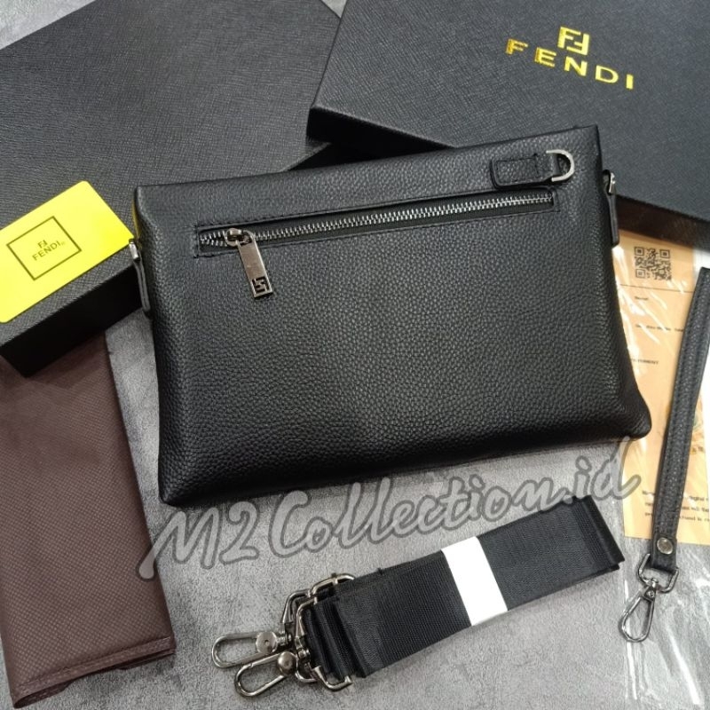 Clutch Fendi Leather Embos Tas Tangan Kulit Asli Import