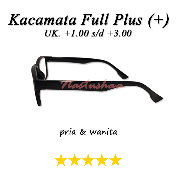 Kacamata Baca Lensa Full Plus (+) Atau Rabun Dekat Tersedia Ukuran +1.00 s/d +3.00 Bingkai Kotak Frame Hitam Glossy Model fashion Terbaru TANPA CASE