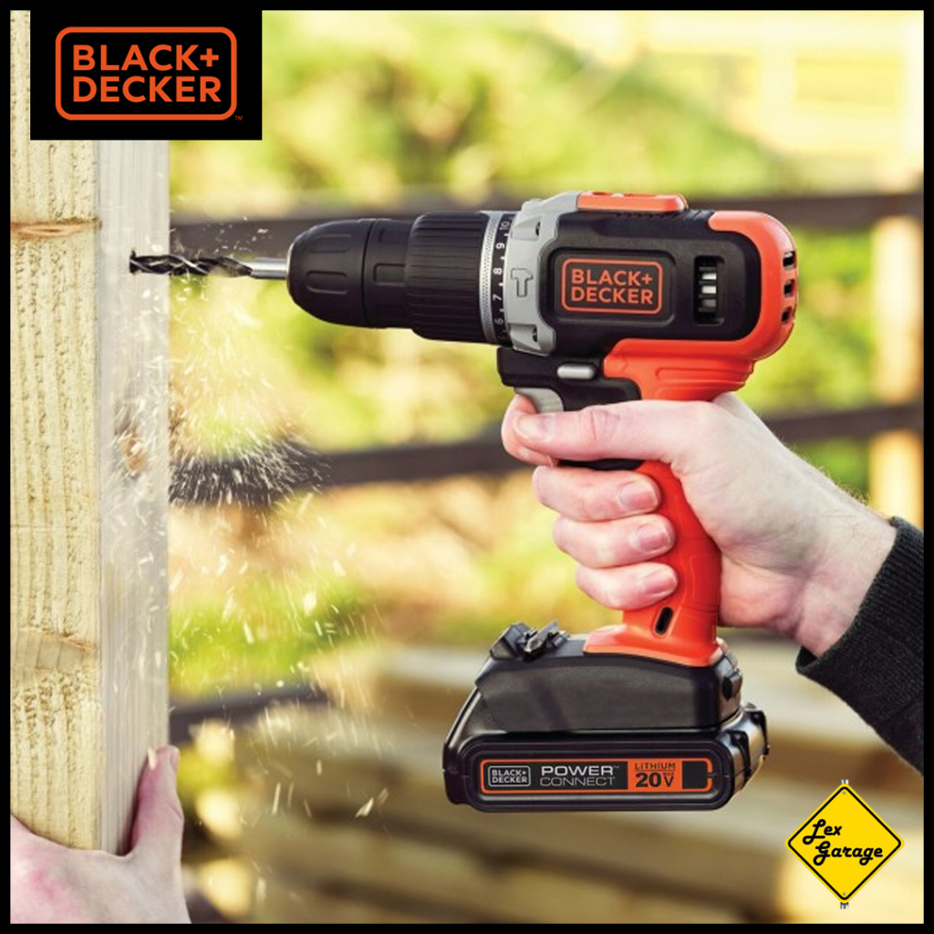 Bor Baterai Cordless Drill Impact Driver Black Decker 20V Kit Box Set