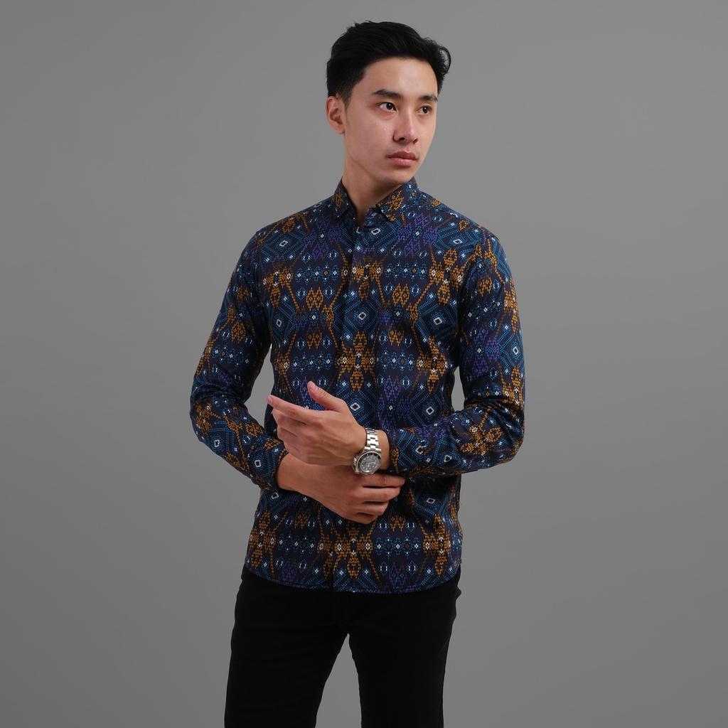 Maciku Store Baju Kemeja batik songket lengan panjang casual pria/ kemeja casual pria premium