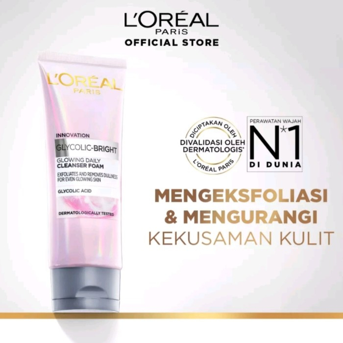 LOREAL GLYCO BRIGHTENING CLEANSER FOAM SABUN WAJAH FACIAL WASH 100ML