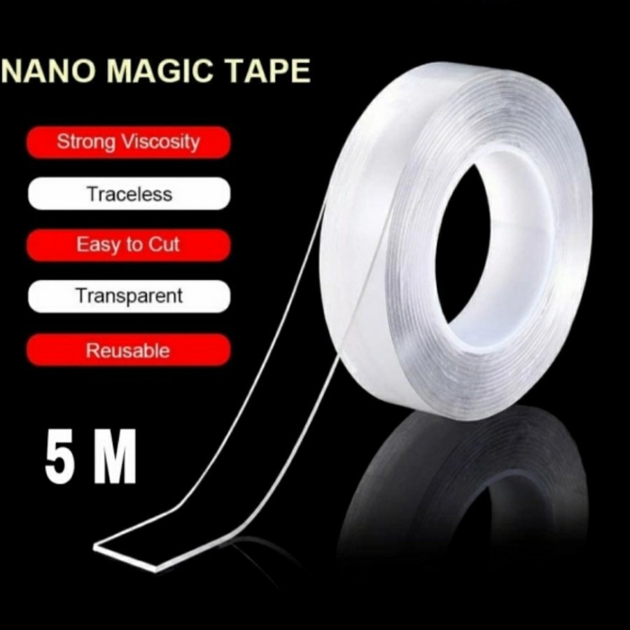 5M Magic Tape Serbaguna - Double Tap - Solasi 2 sisi Bening