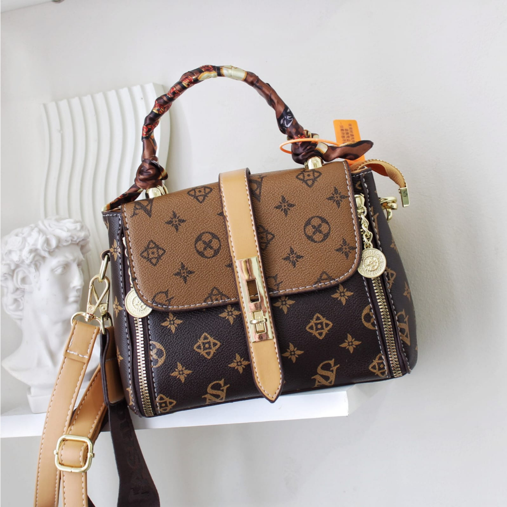 BJ57907 (DAPAT SERTIFIKAT) - BROWN/KHAKI/FULL BROWN - TAS WANITA FASHION KOREA CHINA IMPORT MODIS ELEGAN TERMURAH TERLARIS TERBARU BAGSTORE JAKARTA TAS BATAM CR7907