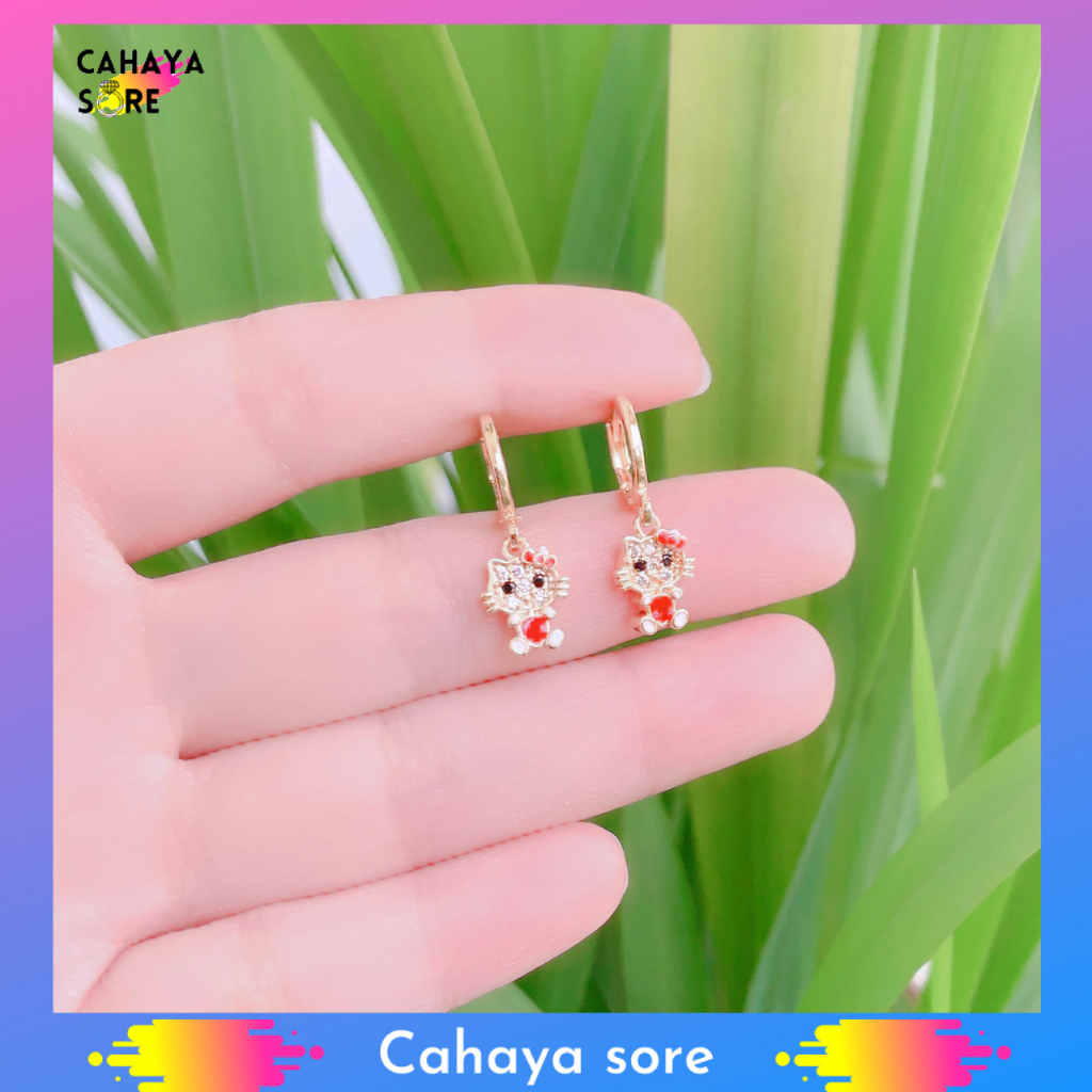 Anting Xuping Gold Anting Anak Model Clip Permata Hellokitty AA11