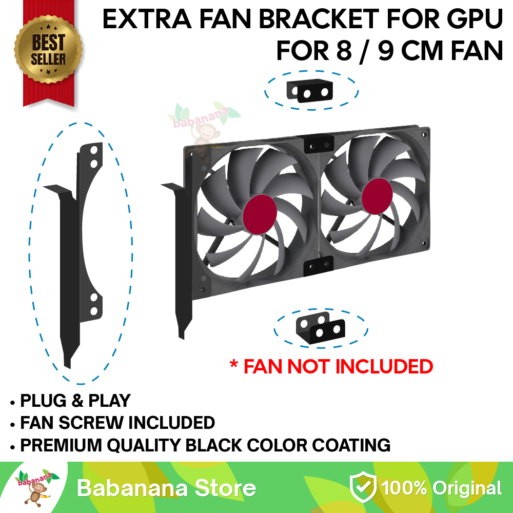 PCI BRACKET FAN KIPAS COOLING 8CM DUAL FANS VGA GPU MOUNTING COOLER