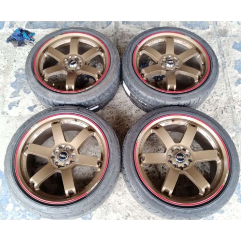 Velg Mobil Second Rai-s3 Ring 18x8 Pcd 5x100/114 + Ban Dunlop 225 40 r18 Buat Civic BRV new Avanza X