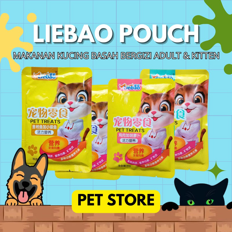 LIEBAO POUCH 80gr Makanan Kucing Basah Untuk KItten dan Adult