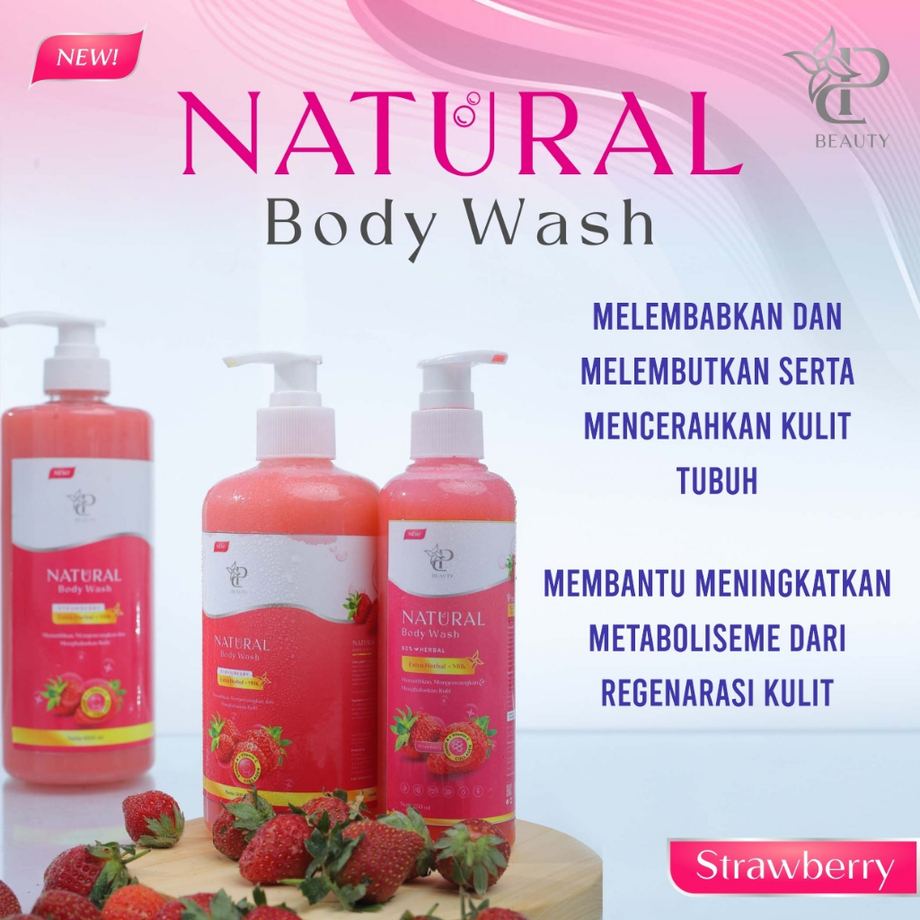 Sp Beauty Body Wash sabun cair herbal 1000ml Extra strawberry vitamin C. A &amp; Collagen. - Sabun mandi cair pemutih badan sabun cair pemutih .sabun cair herbal strawberry 1000ml