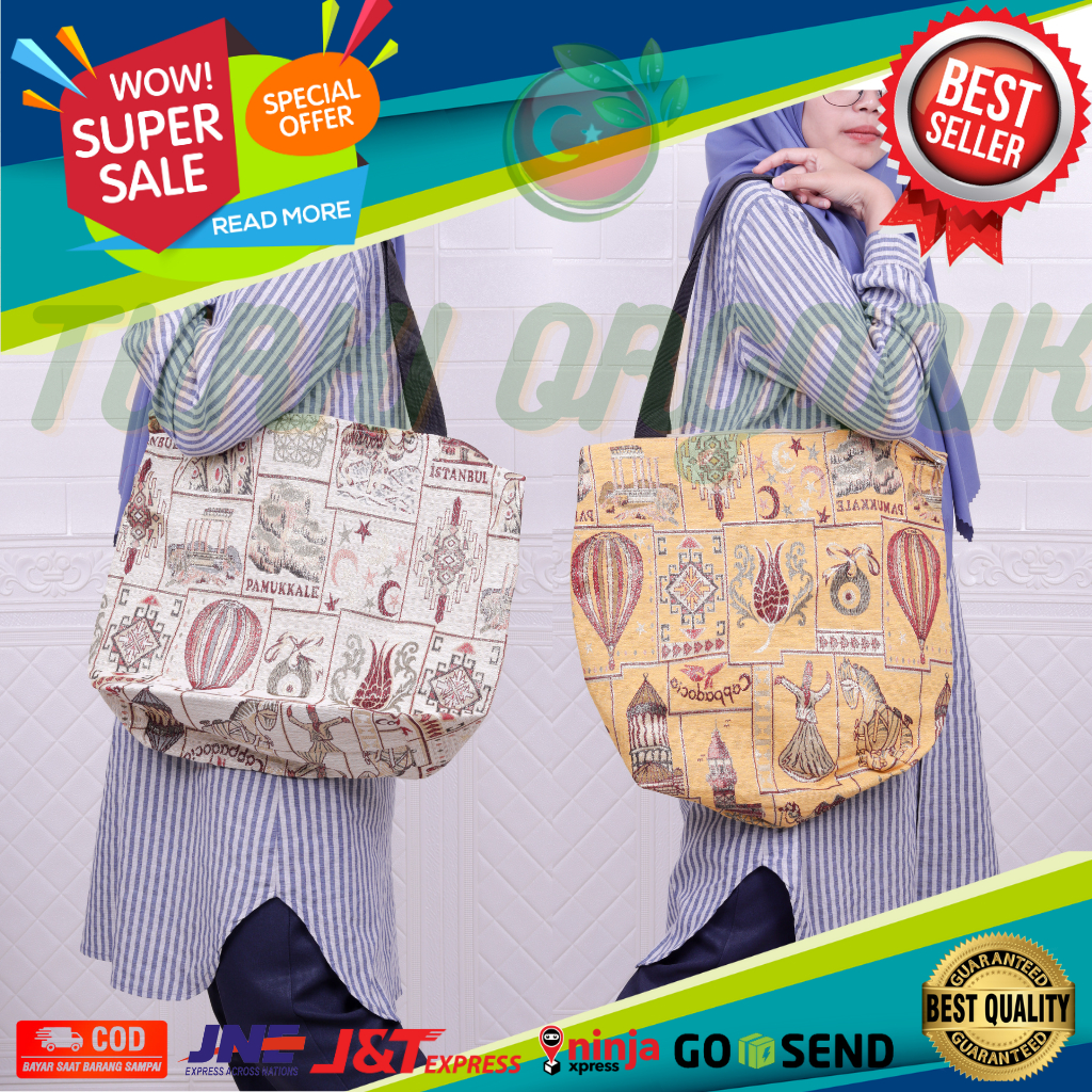 TOTE BAG ASLI 100% TURKI | TAS TOOTBAG ORIGINAL FROM TURKI CAPPADOCIA TAS TOTEBAG BAHAN PERMADANI BORDIR TURKI