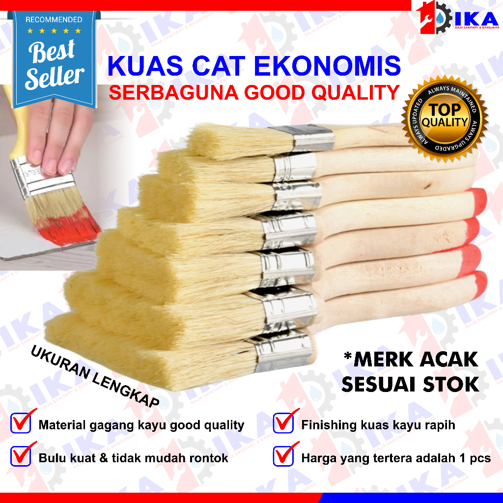 Kuas Cat Serbaguna Gagang Kayu - High Quality / Kuas Cat 1inch 2inch 3inch 4inch Alat Kuas kayu Cat Tembok Paint Brush / Kuas Cat SATUAN Gagang Kayu Ukuran 1" /1.5"/ 2"/ 2.5"/ 3"/ 4"