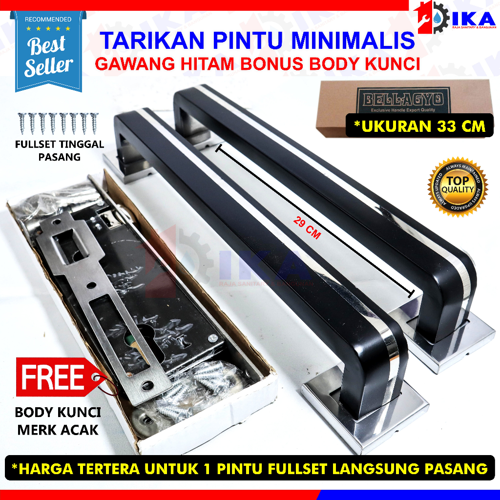 Paket Handle pintu rumah 45cm 42cm dan 33cm body kunci pelor murah minimalis Tarikan pintu Gagang pintu rumah stainless hendel handel pinhandle pintu rumah stainless set body kunci tarikan gagang pintu rumah minimalis pegangan pintu rumah handel hendel pi