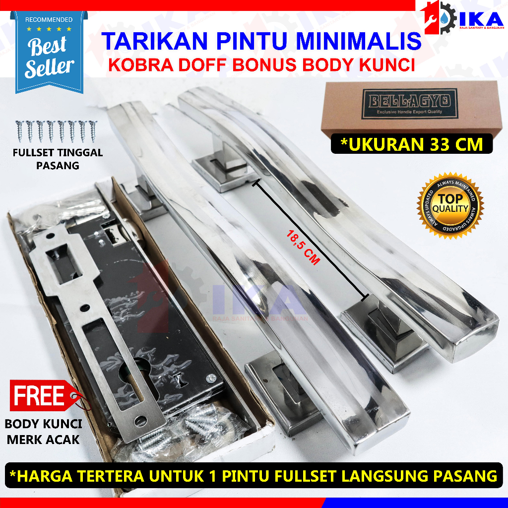 Paket Handle pintu rumah 45cm 42cm dan 33cm body kunci pelor murah minimalis Tarikan pintu Gagang pintu rumah stainless hendel handel pinhandle pintu rumah stainless set body kunci tarikan gagang pintu rumah minimalis pegangan pintu rumah handel hendel pi