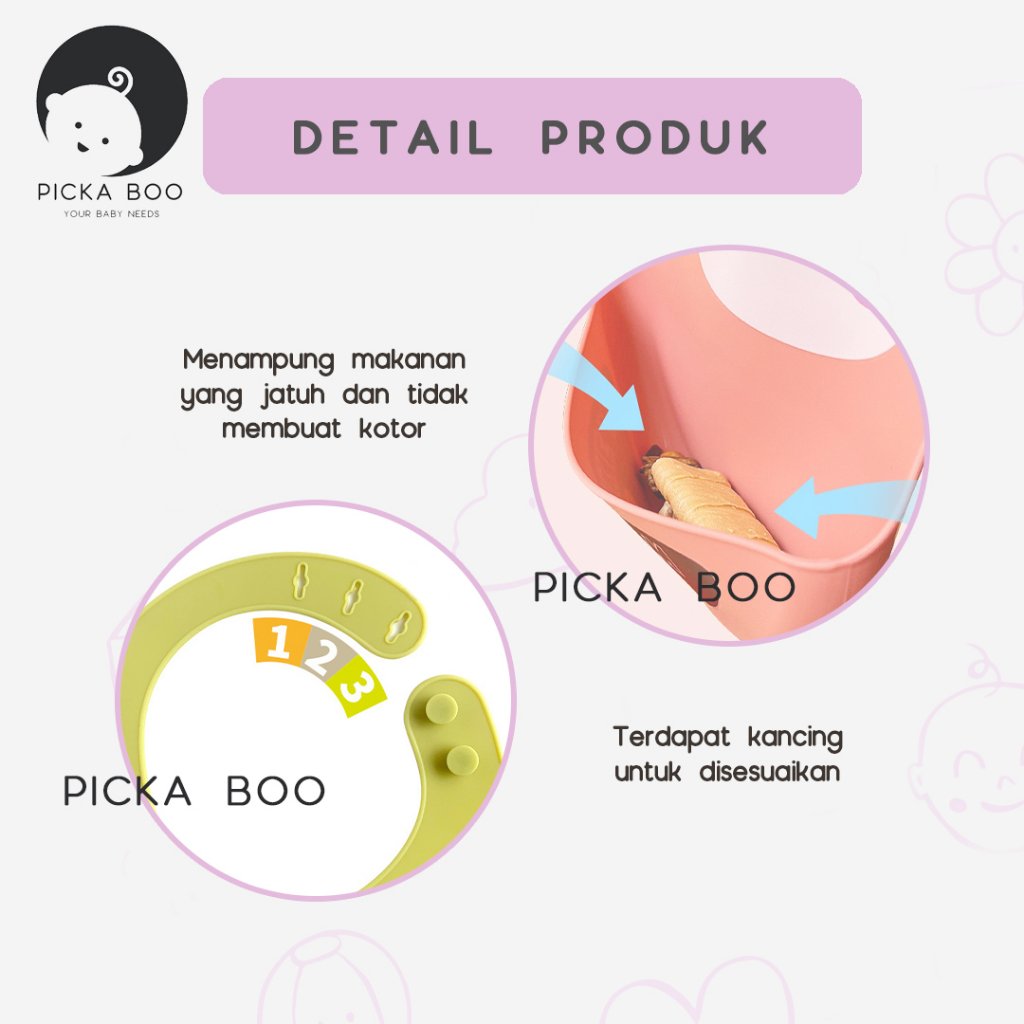 PICKA BOO  Celemek Makan Bayi Bahan Silikon BPA FREE