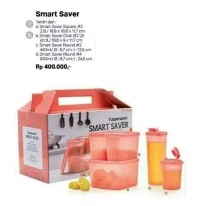 TUPPERWARE Smart Saver Set // Set Tempat Penyimpanan Bahan Makanan Dapur Minyak Merah Hampers Lebara
