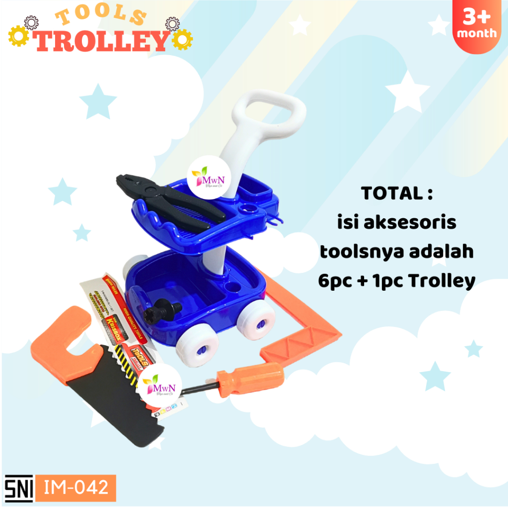 MWN Mainan Tools Trolley Set Dus No.IM-042