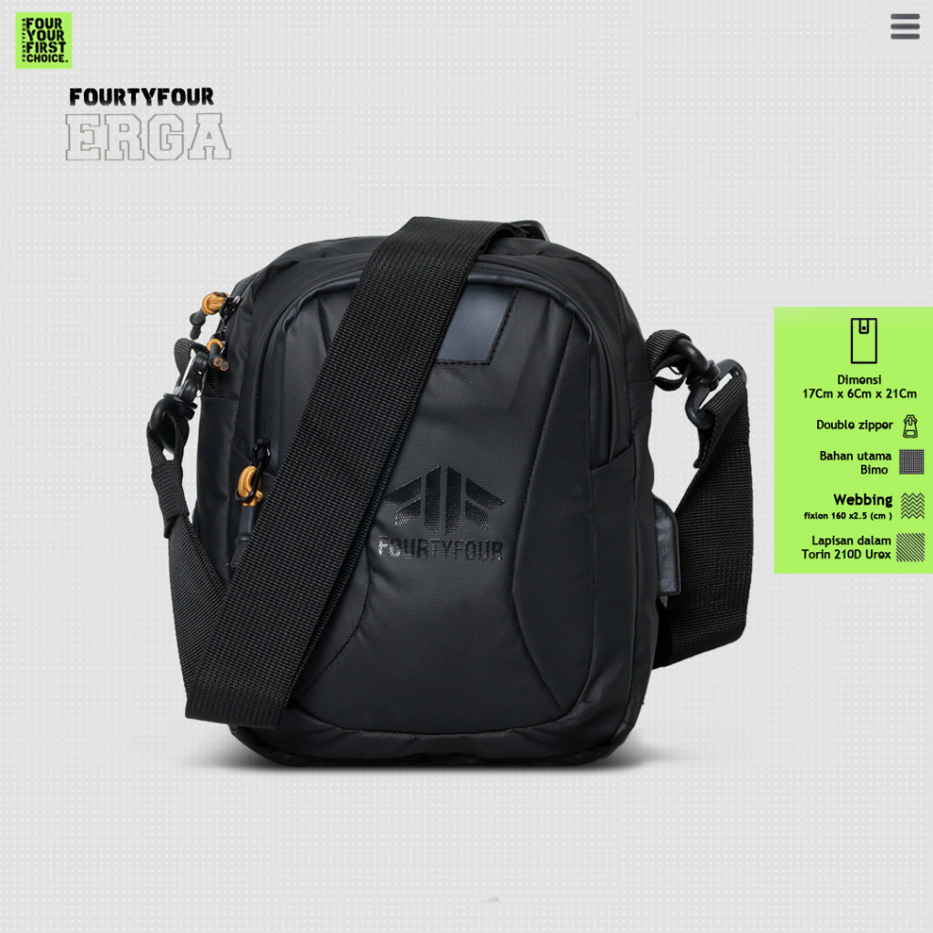 Tas Selempang Pria ERGA Fourtyfour x Zigzag - Tas Slingbag Mini Waterproof