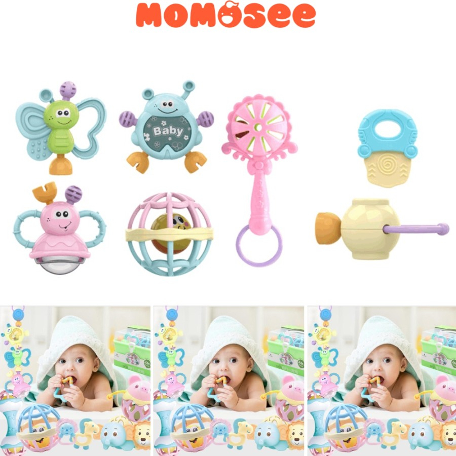 Baby Teether Rattle Teething Kit Mainan Gigitan Bayi Gigitan Bayi Teether Mainan Bayi b