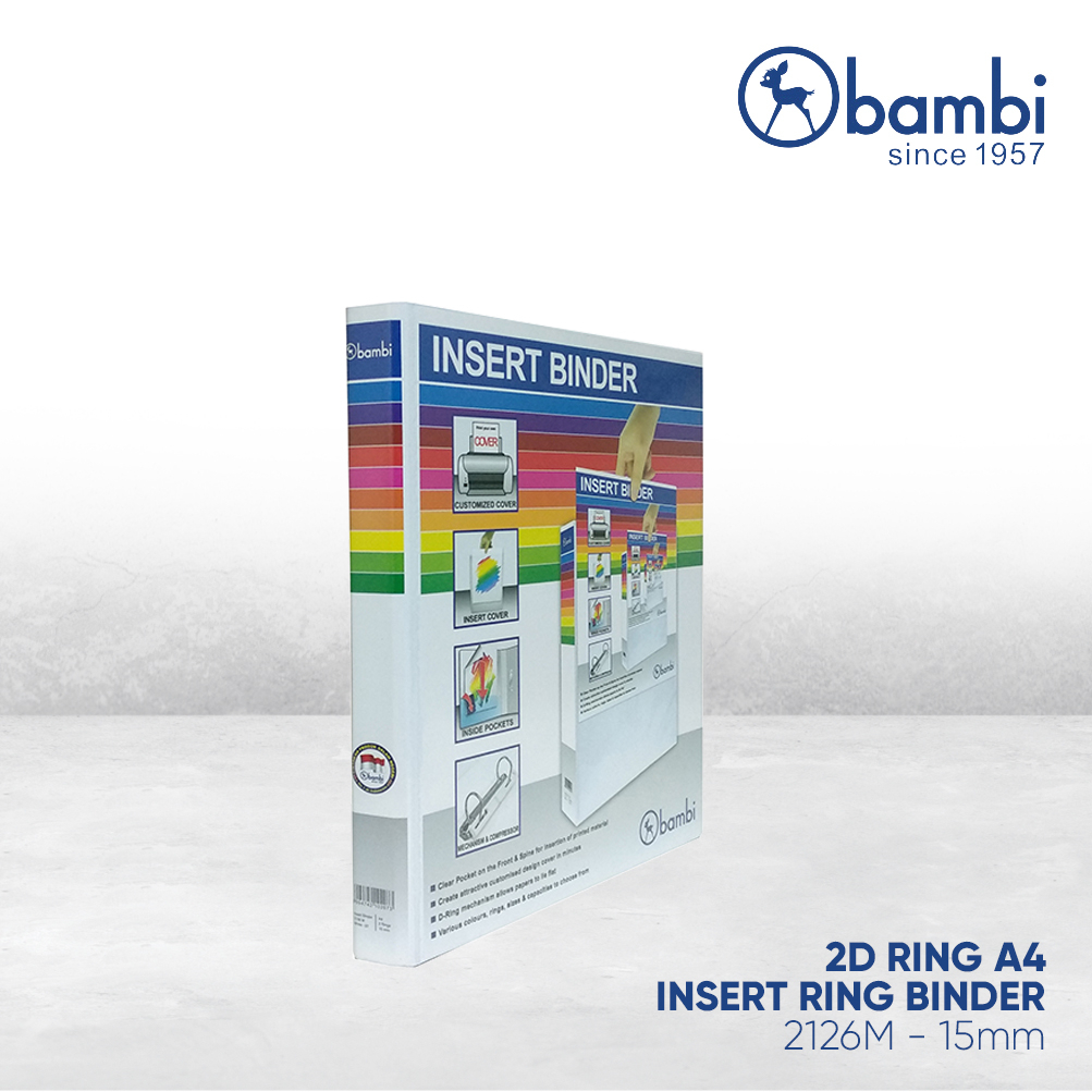 

Bambi Insert Ring Binder A4 2 Ring Type D All Color Small Size 15 mm Original