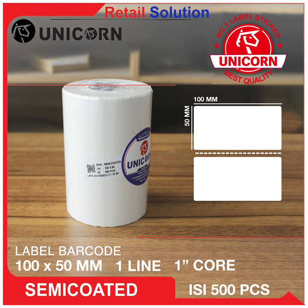 Stiker Label Barcode Semicoat 100x50 mm / 100 x 50 mm / 100x50mm 500pc