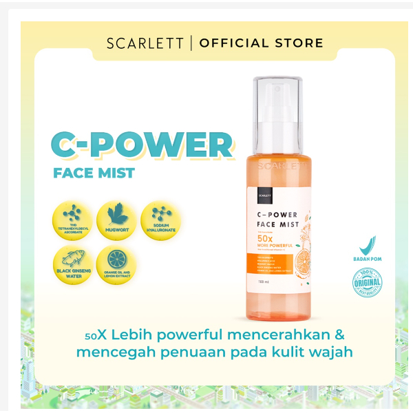 Produk (BAYAR DITEMPAT) SCARLETT WHITENING /  FACE MIST / 100 ml / PERAWATAN WAJAH / BRIGHTLY / C-PO
