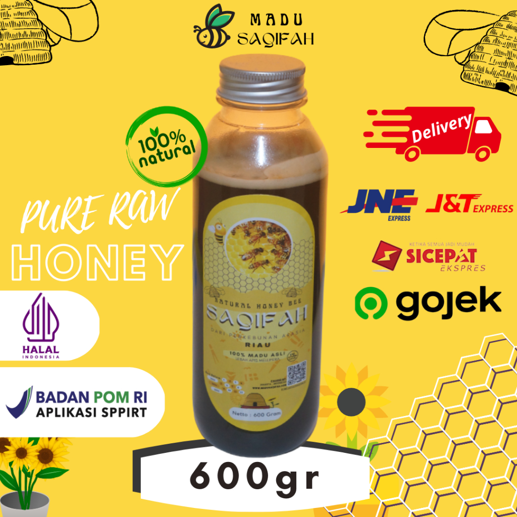 

Alami Pure Natural Raw Honey Bee SAQIFAH - Madu Murni 100% Asli Dari Nektar Akasia Sumatra - 600gr