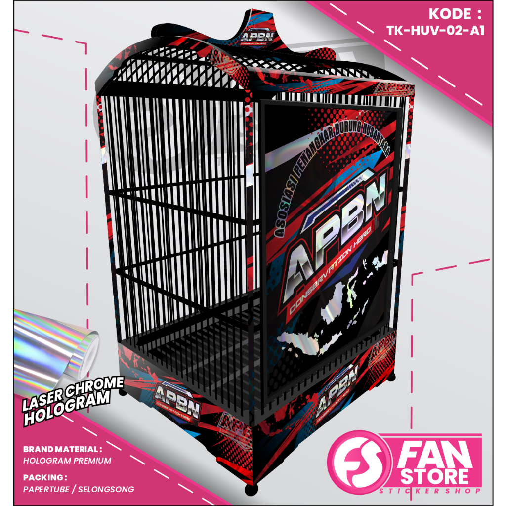 STICKER SANGKAR KOTAK SANGKAR KENARI - DECAL SANGKAR KOTAK HOLOGRAM UV