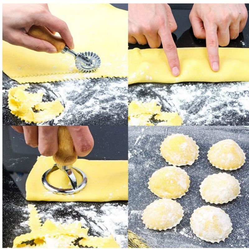 Roda Pemotong Pasta Ravioli Roda Pemotong Pasta Pastry Wheel Cutter Crimper Untuk Alat Baking Rumah