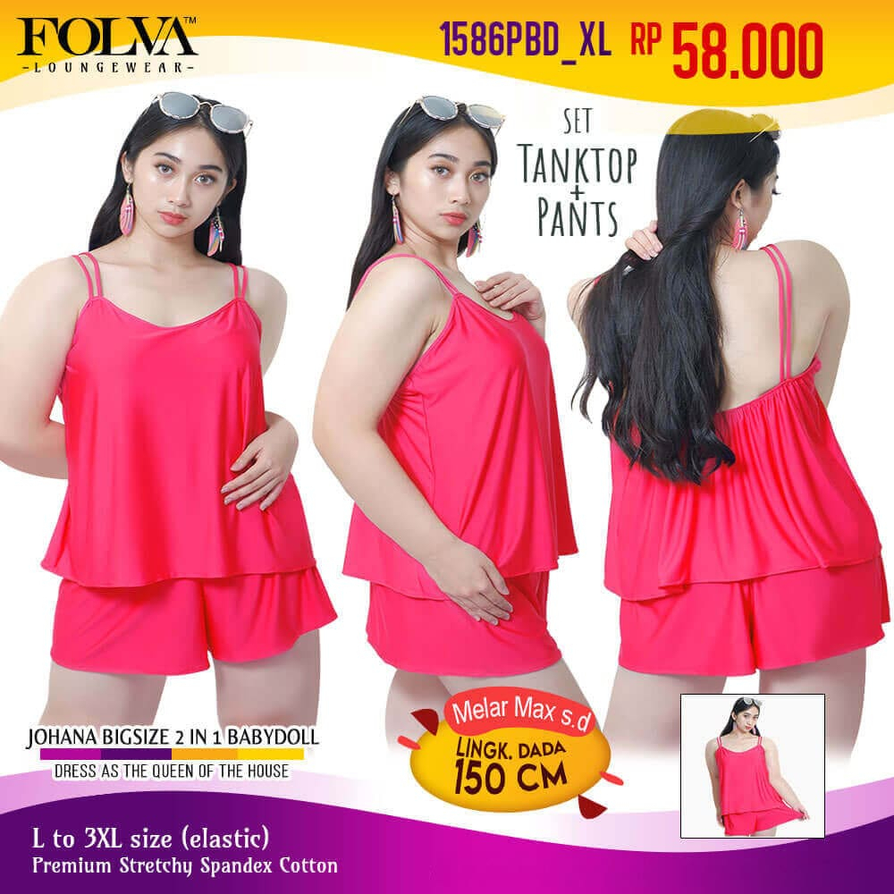 FOLVA Dress atasan wanita set celana pendek spandex 3XL big size jumbo