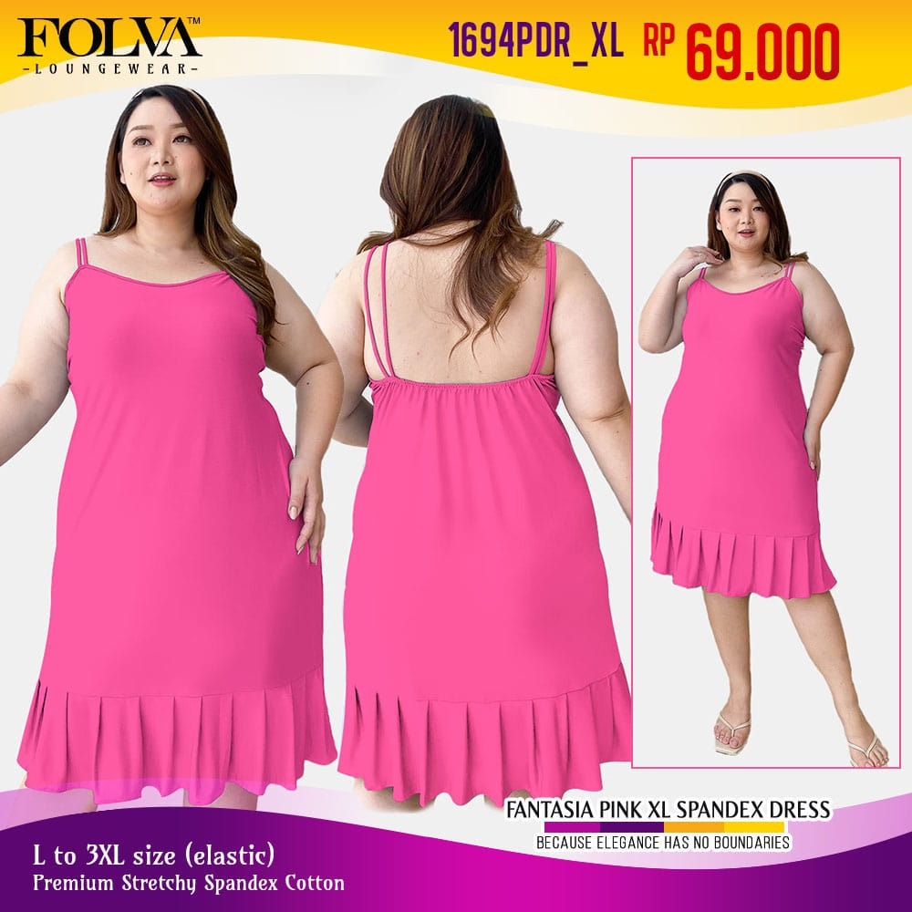 FOLVA tanktop dress panjang baju tidur spandex melar big size XL jumbo