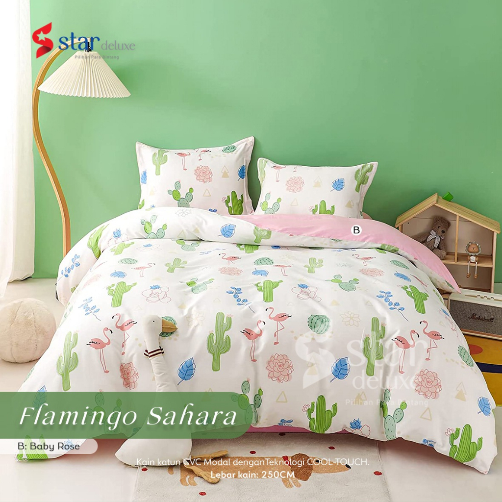 Sprei Anti Geser Katun Premium Kualitas No 1 Shopee Motif  FLAMINGO ANGSA ANAK Ukuran 120 160 180x200