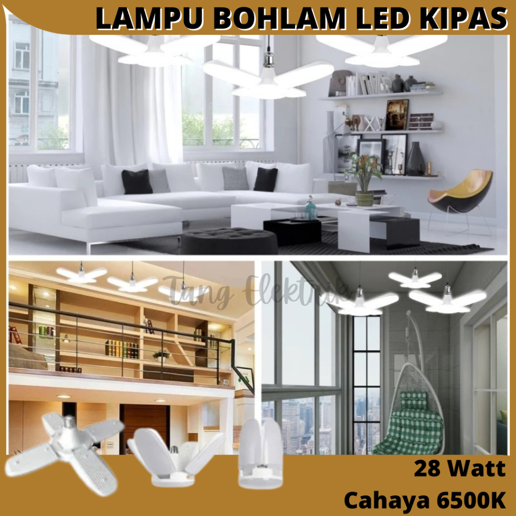 Lampu LED E27 Bohlam Model Kipas 28 Watt Lipat 90 Derajat