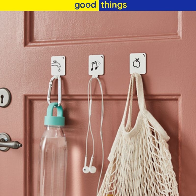 Gantungan Baju Besi Hook Pengait Tempel Dinding Isi 3 Ikea Plutt Dengan Perekat