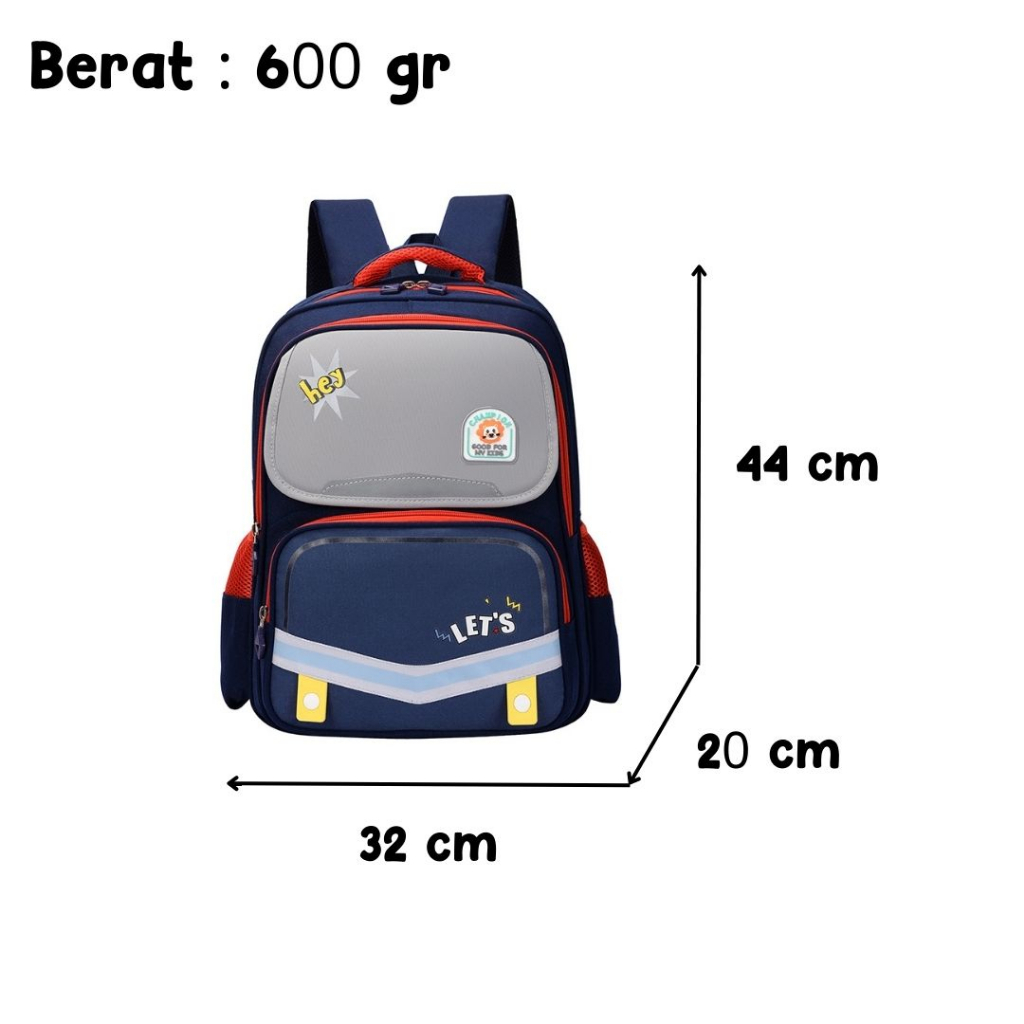 [M.Toys] Tas Ransel Anak Sekolah Model Simple buat SD Kualitas Import Premium -M0221