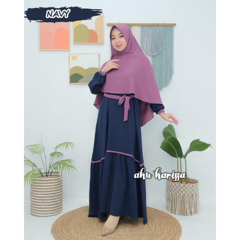 Gamis set Khimar cringkle Nindayani Nurliani Zaifa aku karissa hijab syari style bergo antem