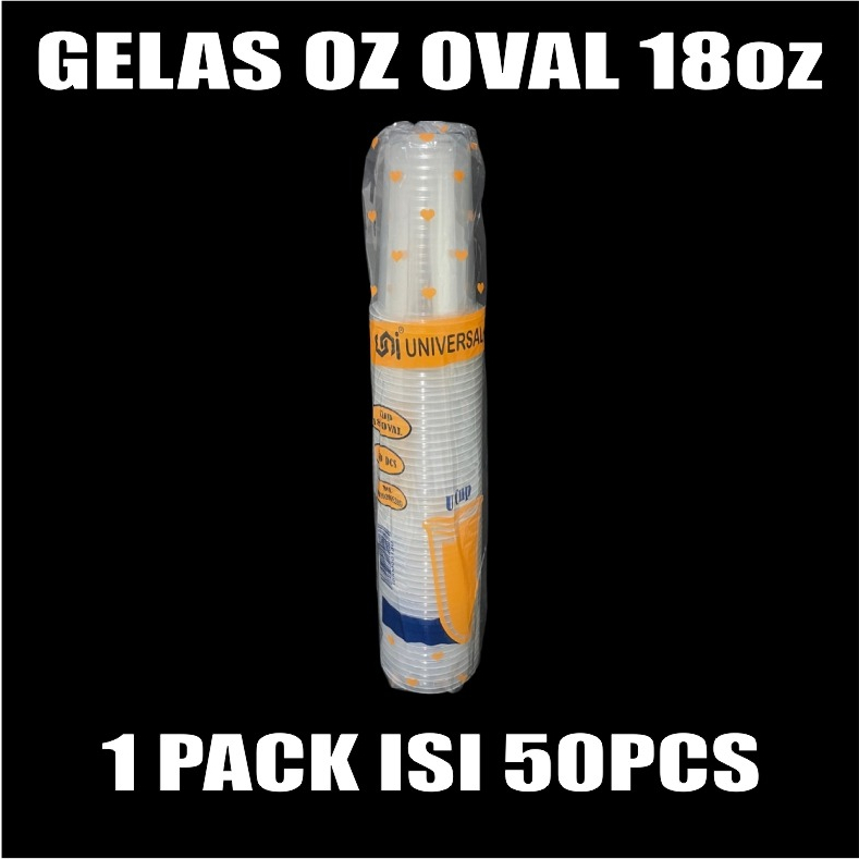 Gelas oz Oval 18oz Bening Cup Plastik Bulat Round Dus Semua Jasa Kirim SBY