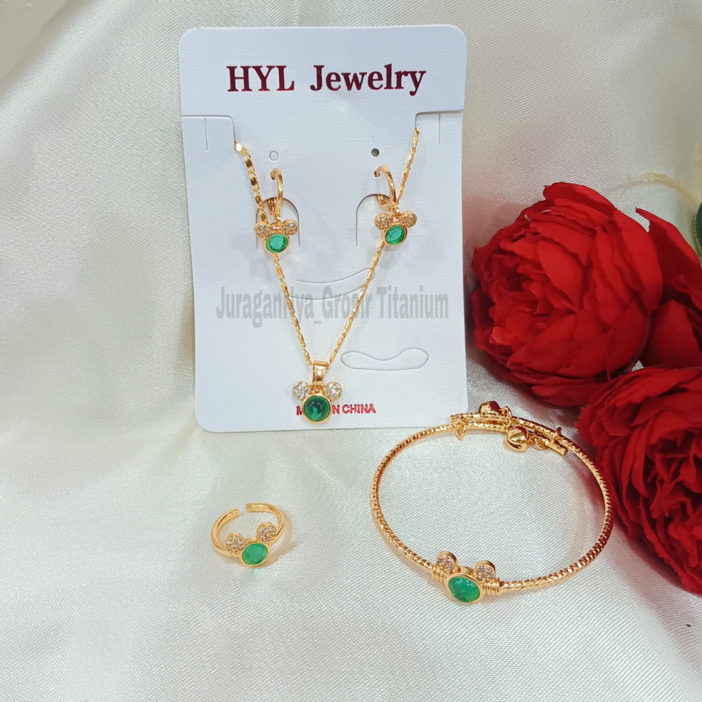 SET LENGKAP ANAK MOTIF VARIASI PERMATA ZIRCON FASHION ANTI KARAT