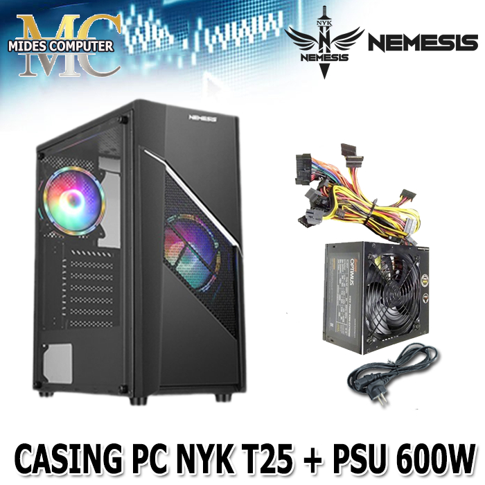 Casing PC Komputer NYK T25 plus Power Supply PSU / Paket casing + psu