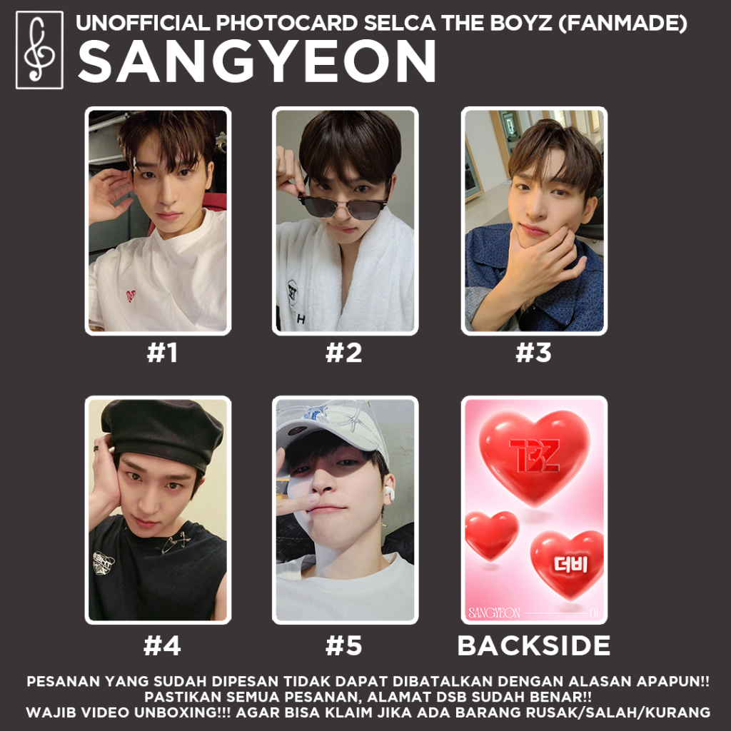 [SELCA TBZ] SANGYEON THE BOYZ BOYFRIEND MATERIAL PHOTOCARD  UNOFFICIAL