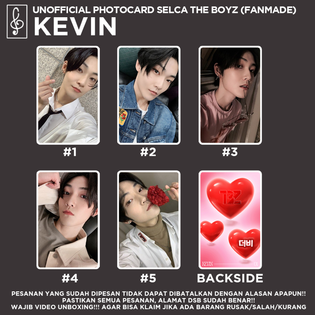 [SELCA TBZ] KEVIN THE BOYZ BOYFRIEND MATERIAL PHOTOCARD  UNOFFICIAL