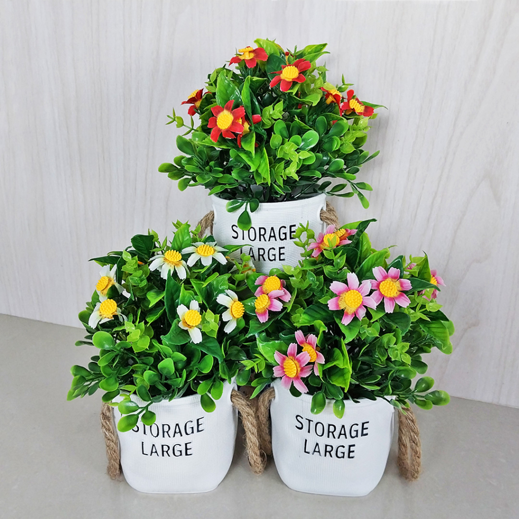 AND / COD / Pot Bunga Hias Plastik / Tanaman Hias Bunga Palsu / Artificial Flower Import Termurah / Bunga Hias Cantik Dekorasi Ruangan / Bunga Hias Palsu PBP165