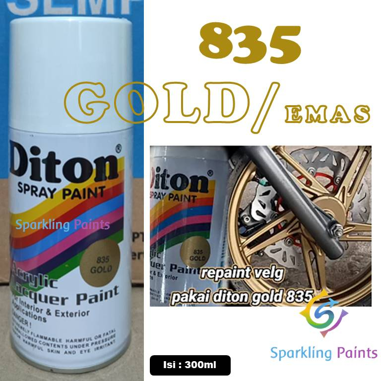 Pilox Diton Gold 835 300ml Warna Emas Kilap Mengkilap Glossy Sepeda Motor Mobil