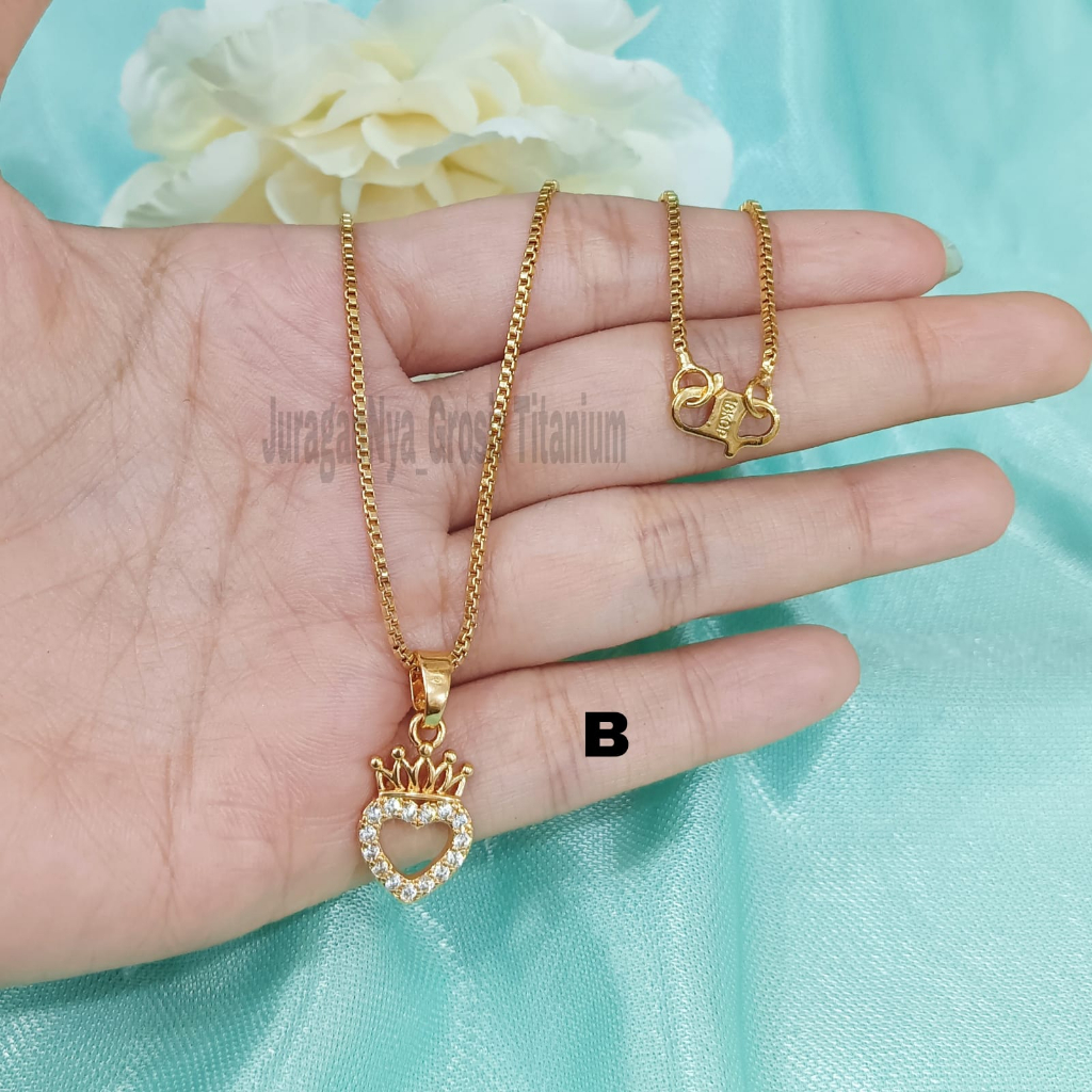 KALUNG WANITA  DEWASA LOVE ZIRCON FASHION ANTI KARAT DAN ANTI LUNTUR